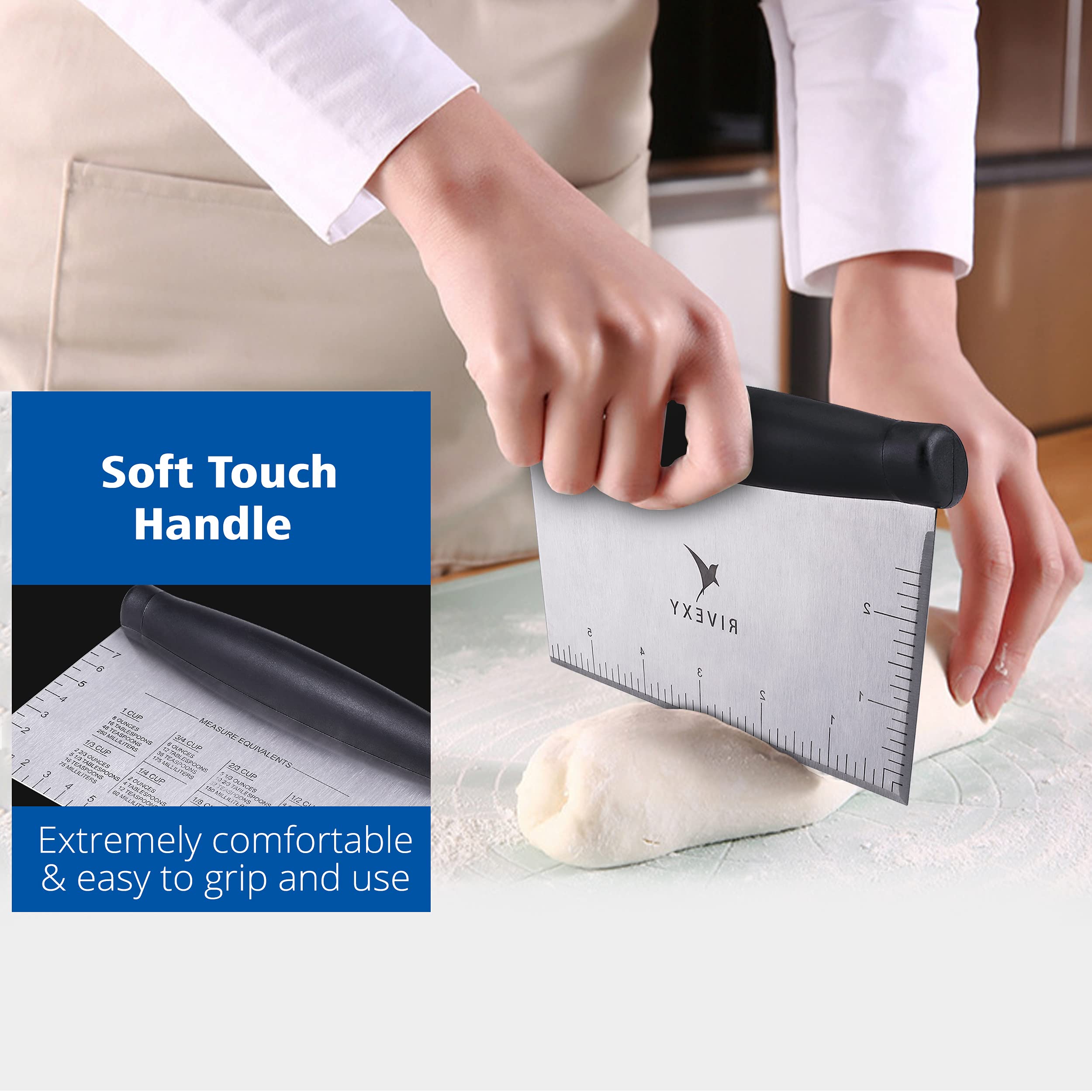 Rivexy Griddle Scraper Stainless Steel - Grill Scraper For Griddle, Griddle Scraper Tool, Flat Top Grill Scraper, Dough Scraper